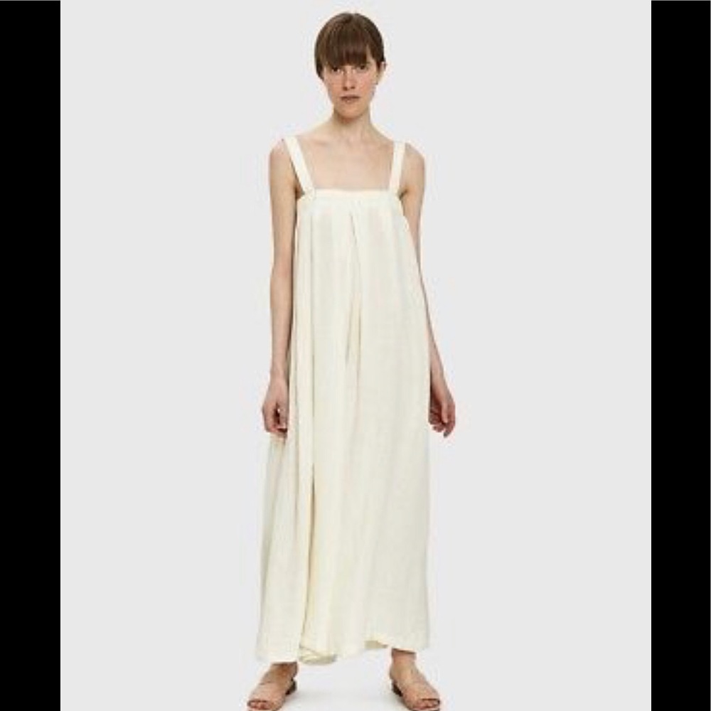 Black Crane Wide Leg Linen Jumpsuit